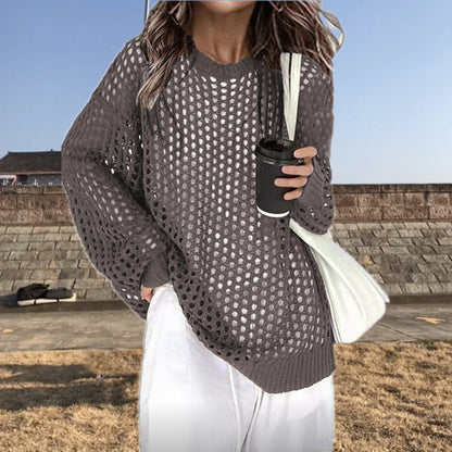 Pull en tricot léger pour femmes avec motif ajouré et coupe ample Chic und Stil