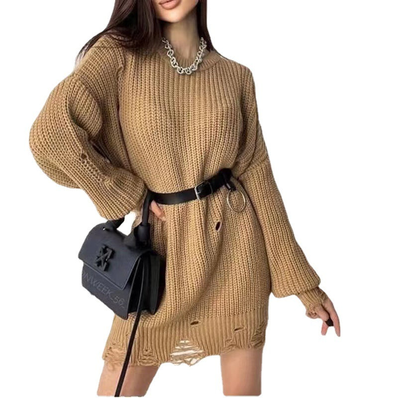 Robe en tricot pour femmes avec coupe décontractée et détails usés Chic und Stil