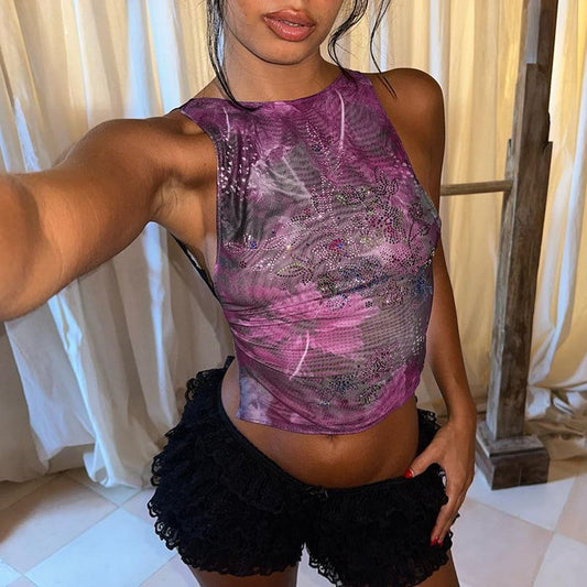 Dames débardeur court imprimé floral Chic und Stil