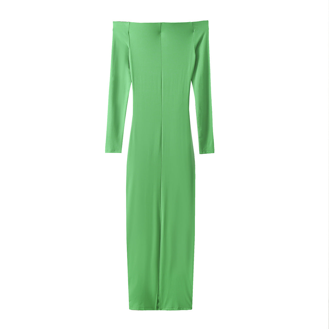 Dames élégante robe maxi à encolure dénudée et détails ruchés raffinés Chic und Stil