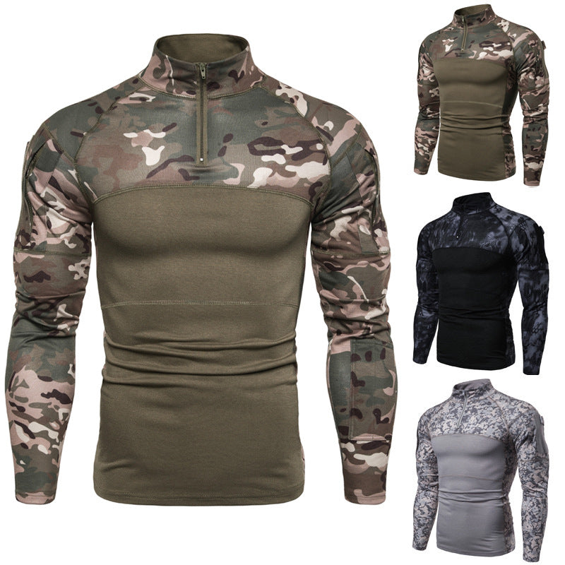 Functional T-shirt for men with high collar and innovative camouflage design Chic and Style