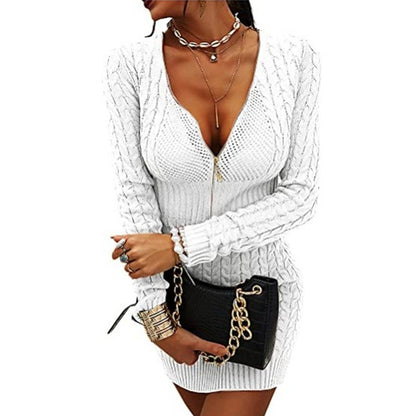 Robe en tricot pour femmes avec fermeture éclair et manches longues Chic und Stil