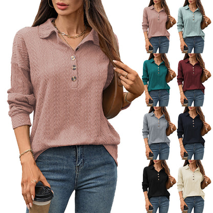 Chemise à manches longues pour femmes avec design de bouton texturé Chic und Stil