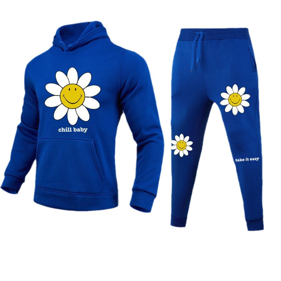 Hoodie and jogging pants set for women with cheerful floral pattern Chic and Style