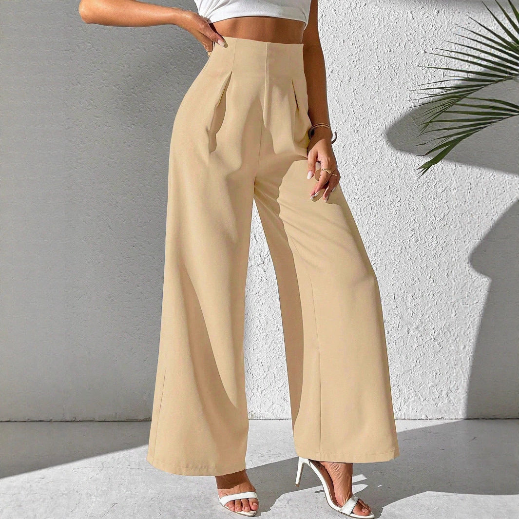 Ladies Elegant High Waist Palazzo Pants with Front Pleat and Wide Legs Chic and Style
