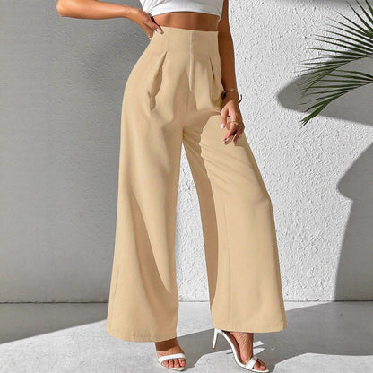 Ladies Elegant High Waist Palazzo Pants with Front Pleat and Wide Legs Chic and Style