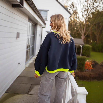 Pull oversized décontracté pour femmes avec détails contrastés Chic und Stil