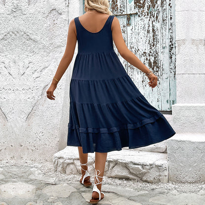 Robe à couches pour femme avec boutonnière mi-longue Chic und Stil