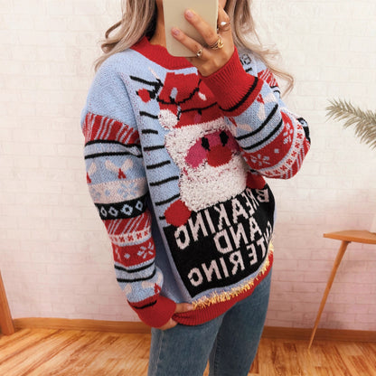 Pull en laine de Noël pour femmes avec motif de renne créatif et design joyeux Chic und Stil