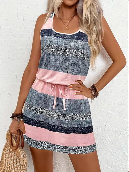 Robe de loisirs pour femmes avec cordon décoratif et motif à rayures tendance Chic und Stil
