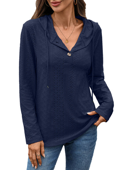 Chemisier pour femmes avec un motif de petits trous et capuche Chic und Stil