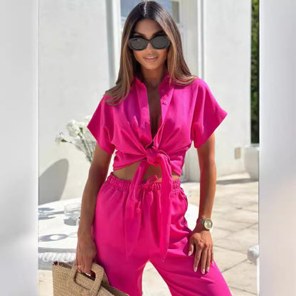 Dames Casual Bindefront Lounge Set Chic und Stil