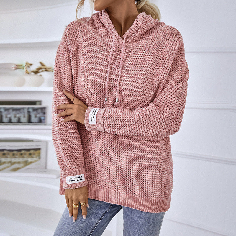 Pull à capuche confortable pour femmes avec motif en tricot texturé et fentes latérales Chic und Stil