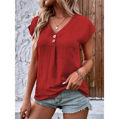 Dames pull tendance à V avec détails en boutons Chic und Stil