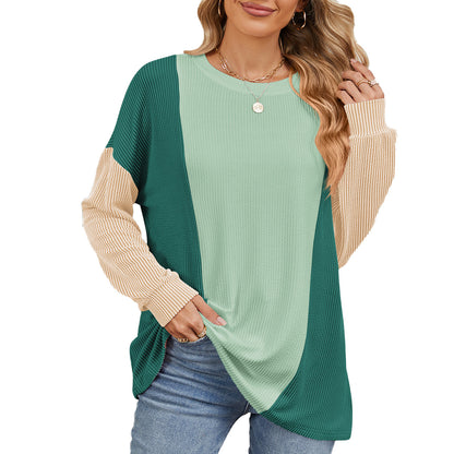 Pull oversized pour femmes avec design en rib côtelé texturé et accents modernes en coloris bloqués Chic und Stil