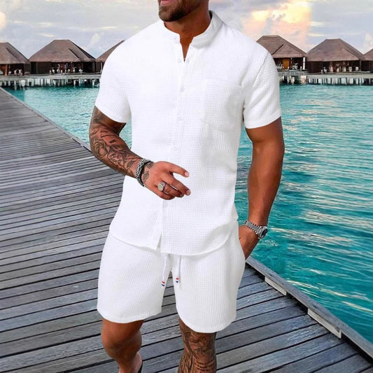 Chemises décontractées à manches courtes pour hommes avec shorts assortis Chic und Stil
