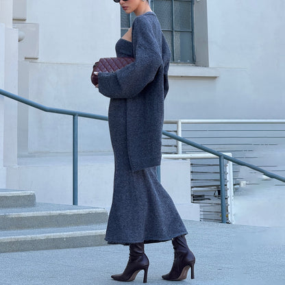 Robe en tricot pour femmes dans un ensemble élégant avec cardigan oversize Chic und Stil