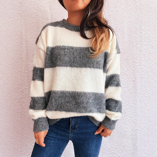 Pull en laine à rayures pour femmes en coupe oversize Chic und Stil