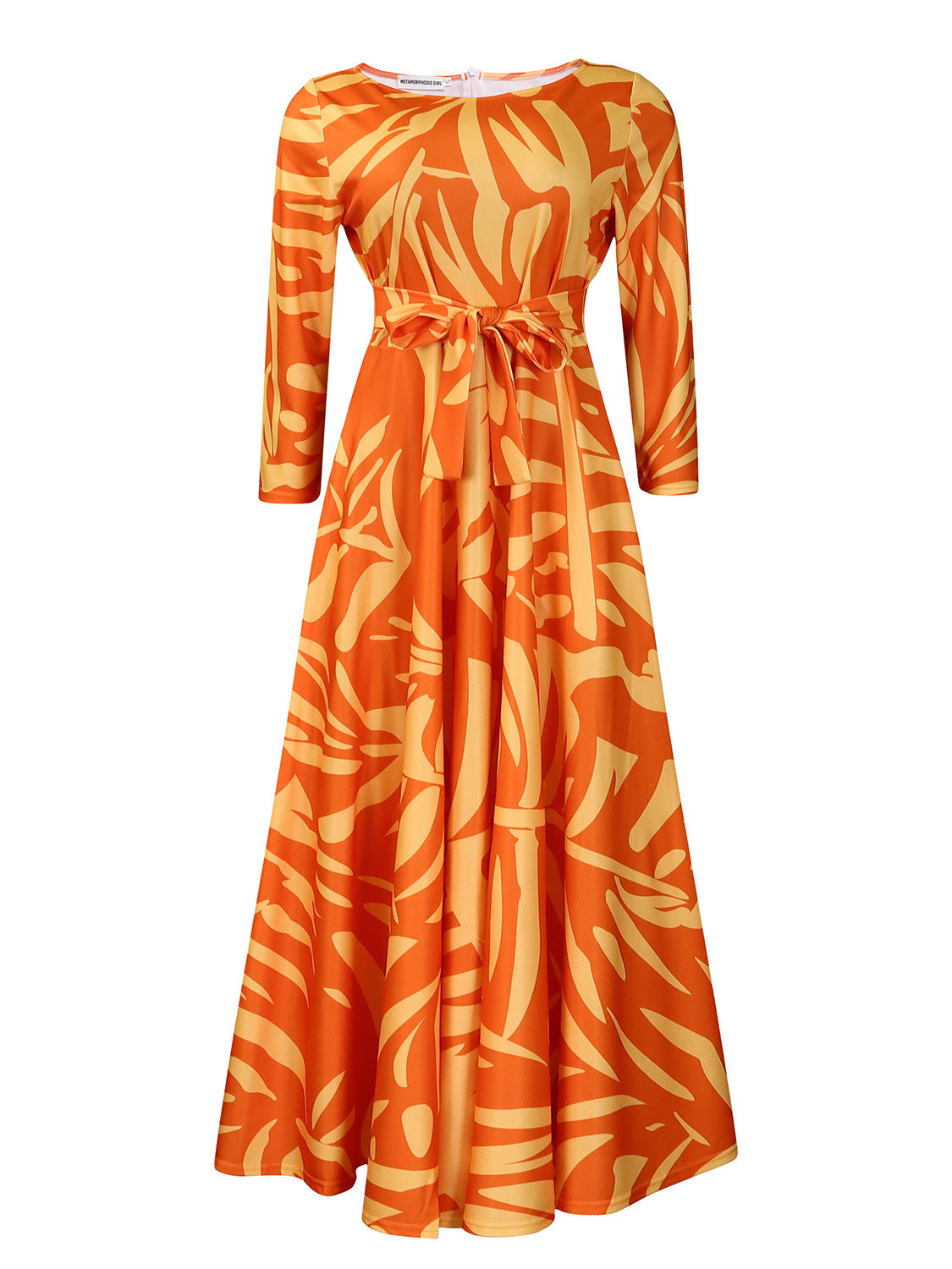 Robe maxi pour femmes avec ceinture à la taille et manches longues Chic und Stil