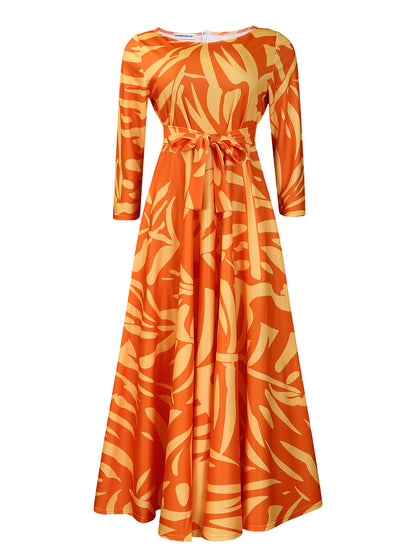 Robe maxi pour femmes avec ceinture à la taille et manches longues Chic und Stil