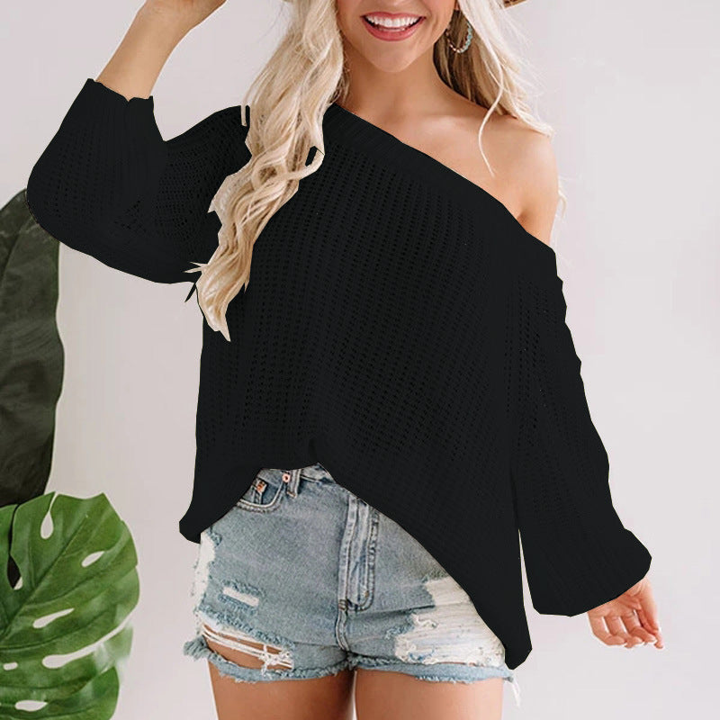 Dames off-shoulder pull-over en tricot avec ourlet évasé Chic und Stil