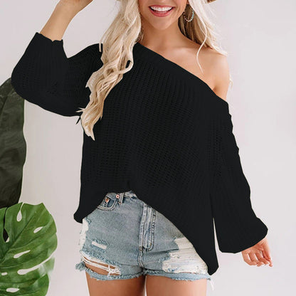 Dames off-shoulder pull-over en tricot avec ourlet évasé Chic und Stil