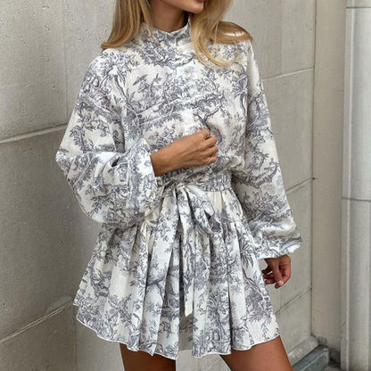 Robe mini pour dames avec ceinture à la taille et impression florale Chic und Stil