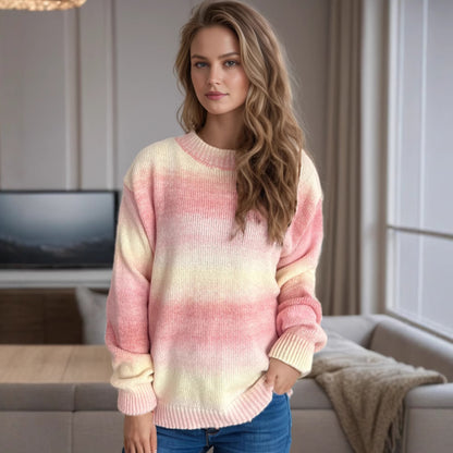 Pull femme décontracté avec un doux dégradé de couleurs et col rond Chic und Stil