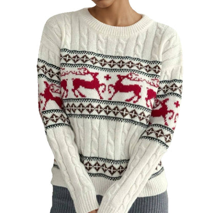 Pull en tricot pour femmes avec motif de renne festif et motif en torsades luxueux Chic und Stil