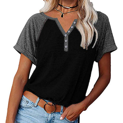 T-shirt femme style raglan avec détails de boutons décoratifs et coupe décontractée Chic und Stil