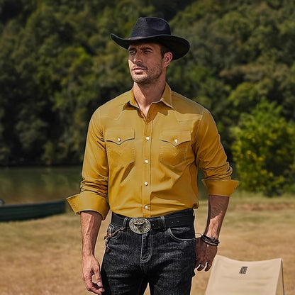 Chemise western pour hommes avec des coutures contrastantes et des poches poitrine Chic und Stil