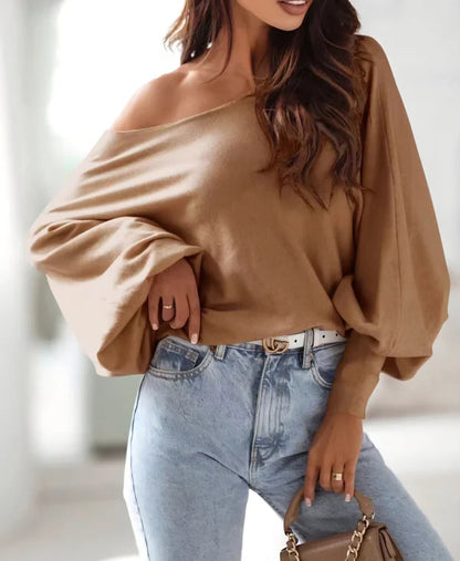 Pull oversized pour femmes avec une coupe asymétrique et un décolleté plongeant Chic und Stil