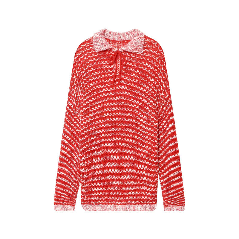 Pull côtelé décontracté pour femmes avec col tendance et détail à volants Chic und Stil