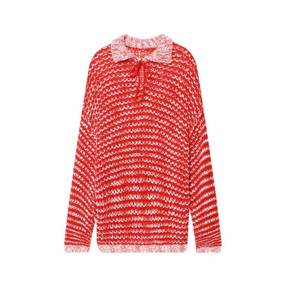 Pull côtelé décontracté pour femmes avec col tendance et détail à volants Chic und Stil