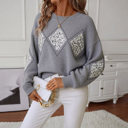 Dames Pull scintillant avec motif en diamant Chic und Stil