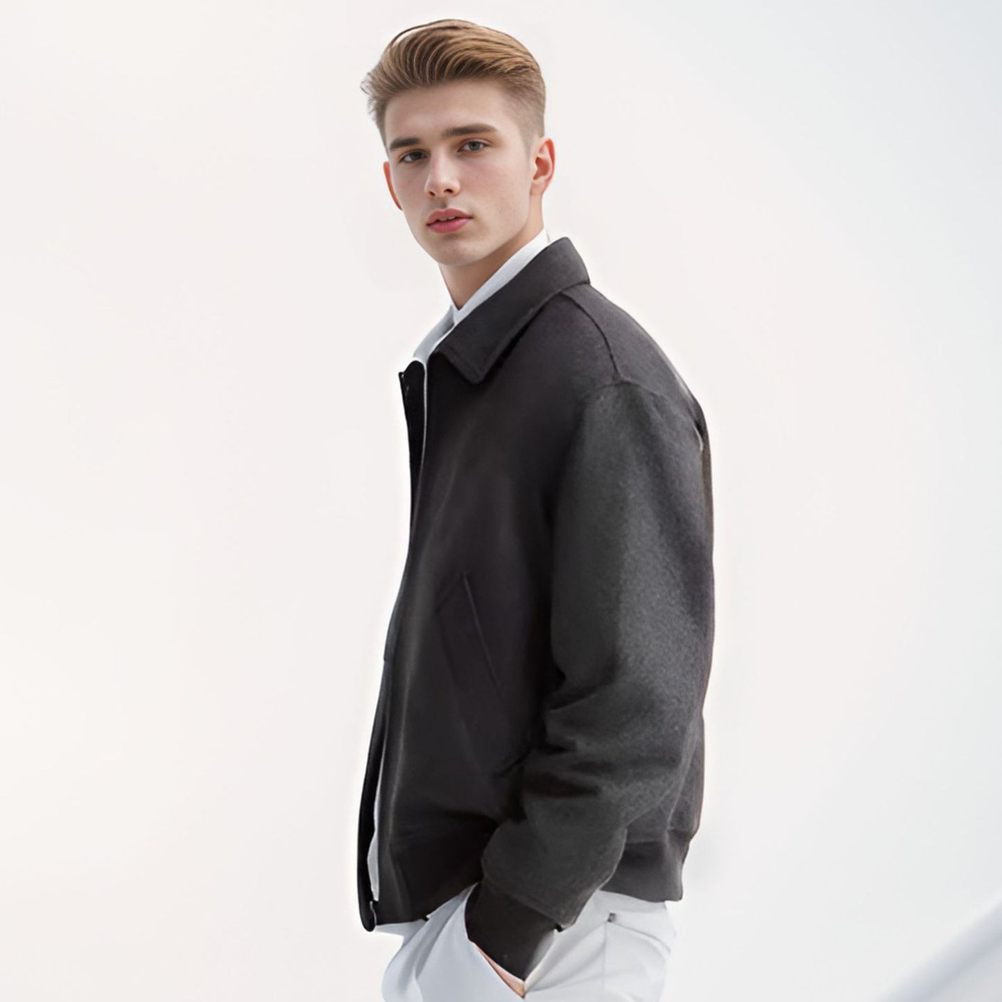 Colorful fleece bomber jacket for men with side pockets Chic und Stil