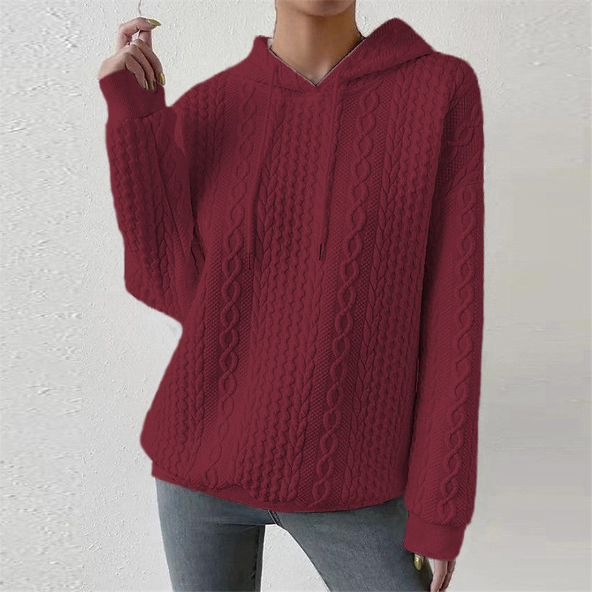 Pull en tricot de haute qualité pour femmes avec capuche et motif en torsade décoratif Chic und Stil