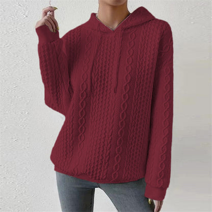 Pull en tricot de haute qualité pour femmes avec capuche et motif en torsade décoratif Chic und Stil