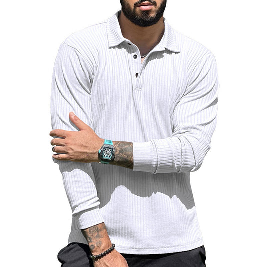 Chemise polo à manches longues pour hommes avec design texturé et élégante patte de boutonnage Chic und Stil
