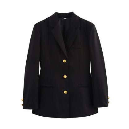 Blazer à carreaux pour femmes avec boutons dorés et poches pratiques Chic und Stil