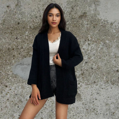 Dames Grand Tricot Cardigan avec grandes poches et design ouvert Chic und Stil