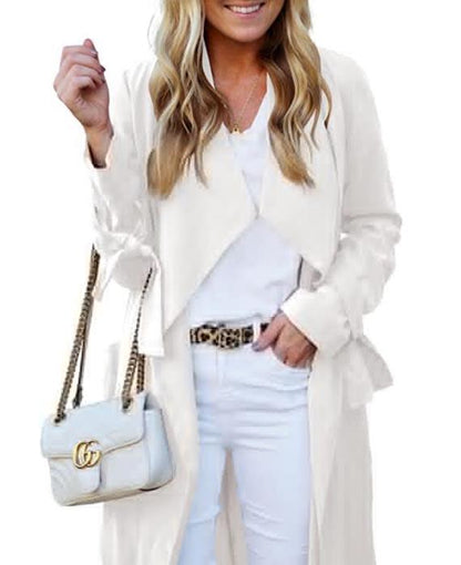 Fluid trench coat for women with tie belt and large collar Chic and Style