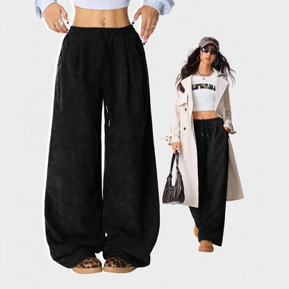 Wide corduroy pants for women with elastic waistband Chic und Stil