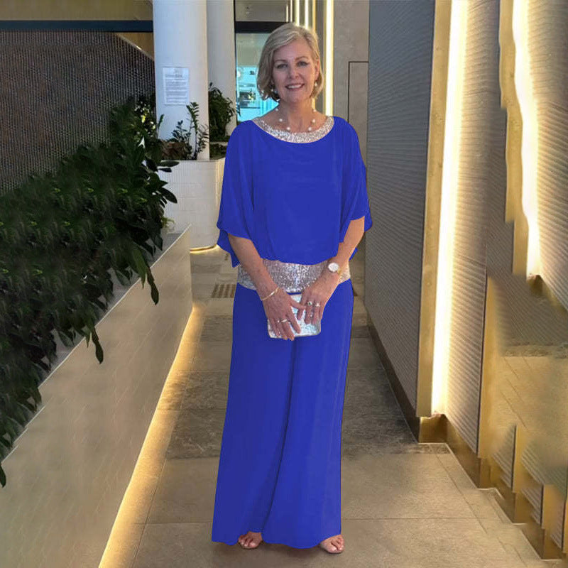 Dames élégant et aérien combinaison avec ceinture scintillante Chic und Stil