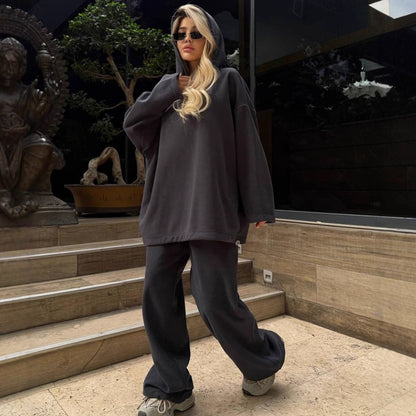 Dames casual oversized hoodie et pantalon de jogging large ensemble Chic und Stil