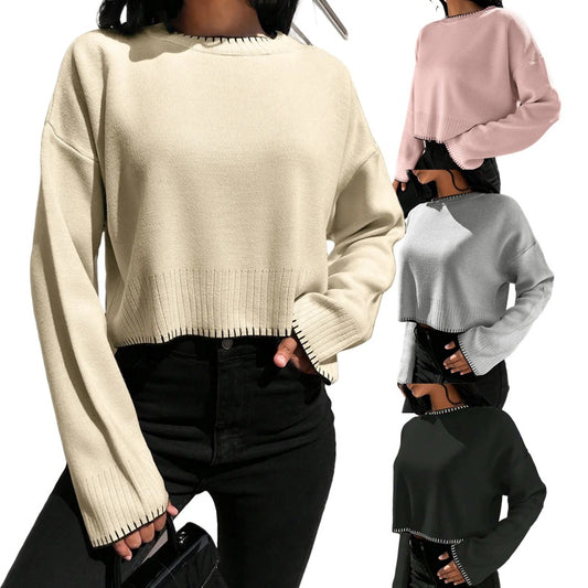 Pull en maille cropped pour femmes avec une fine structure côtelée et une coupe décontractée Chic und Stil