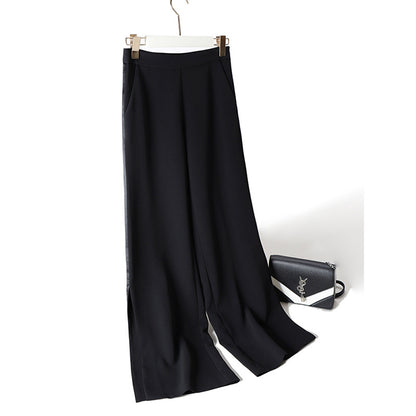 Elegant double-breasted cross blazer set and wide-leg pants for women Chic und Stil