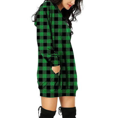 Robe à capuche pour femmes avec motif à carreaux et poches latérales pratiques Chic und Stil