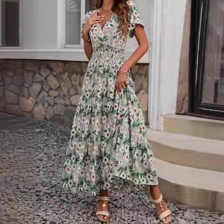Robe maxi à volants fleuris pour femmes Chic und Stil