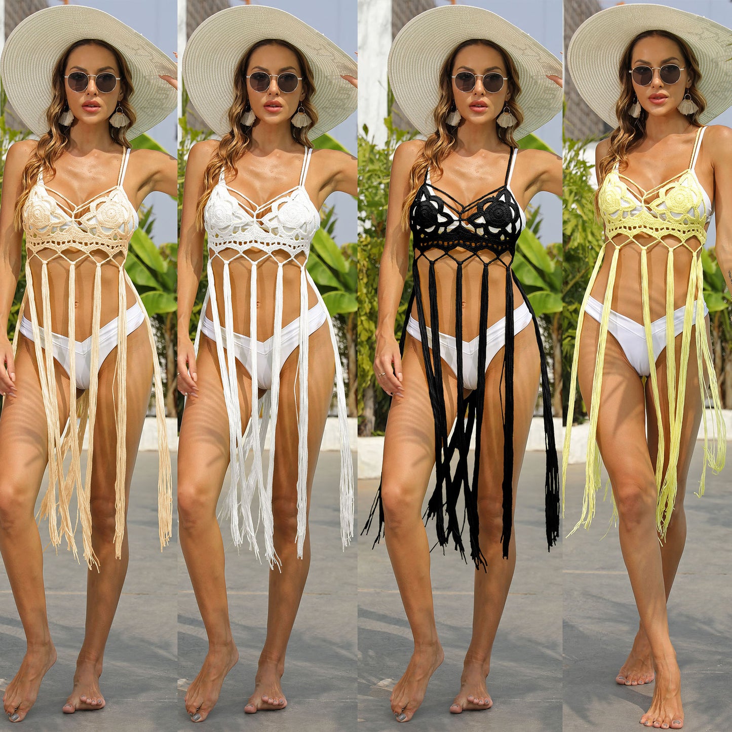 Maillot de bain à franges en crochet pour femmes Cover-Up Chic und Stil